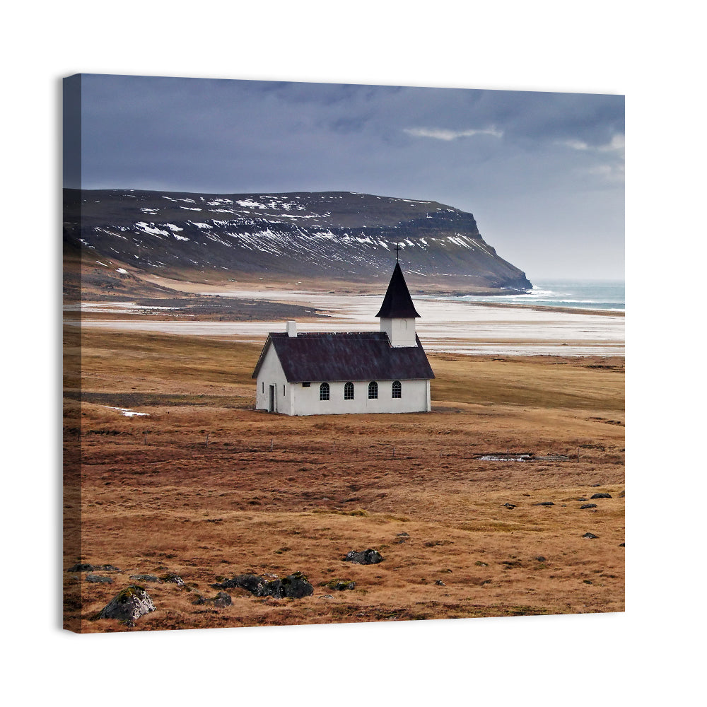 Icelandic Church with Dark Steeple Wall Art