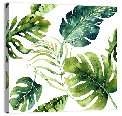 Green Watercolor Leaves Wall Art