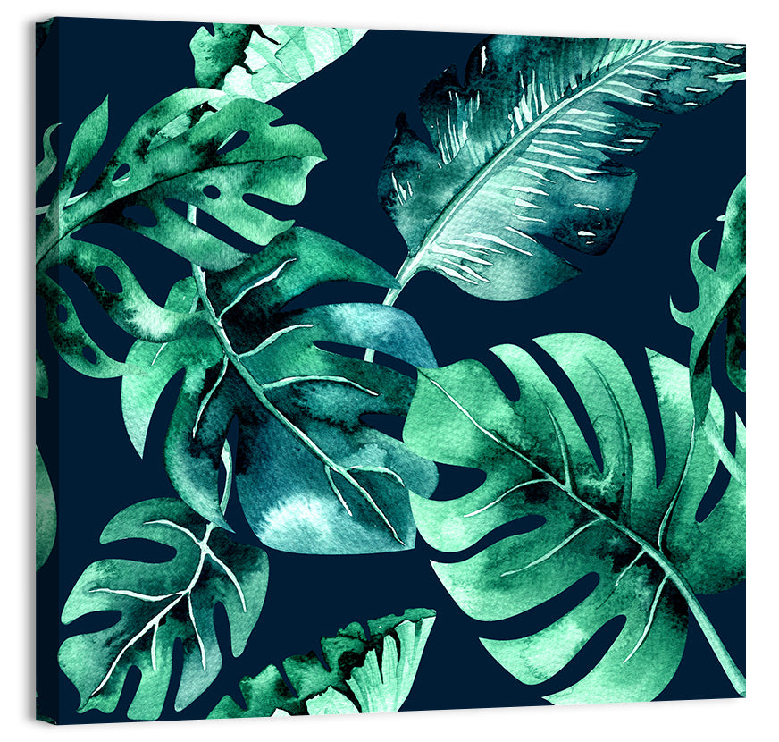 Tropical Watercolor Leaf Pattern Wall Art