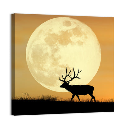 Bull Elk & Supermoon Wall Art