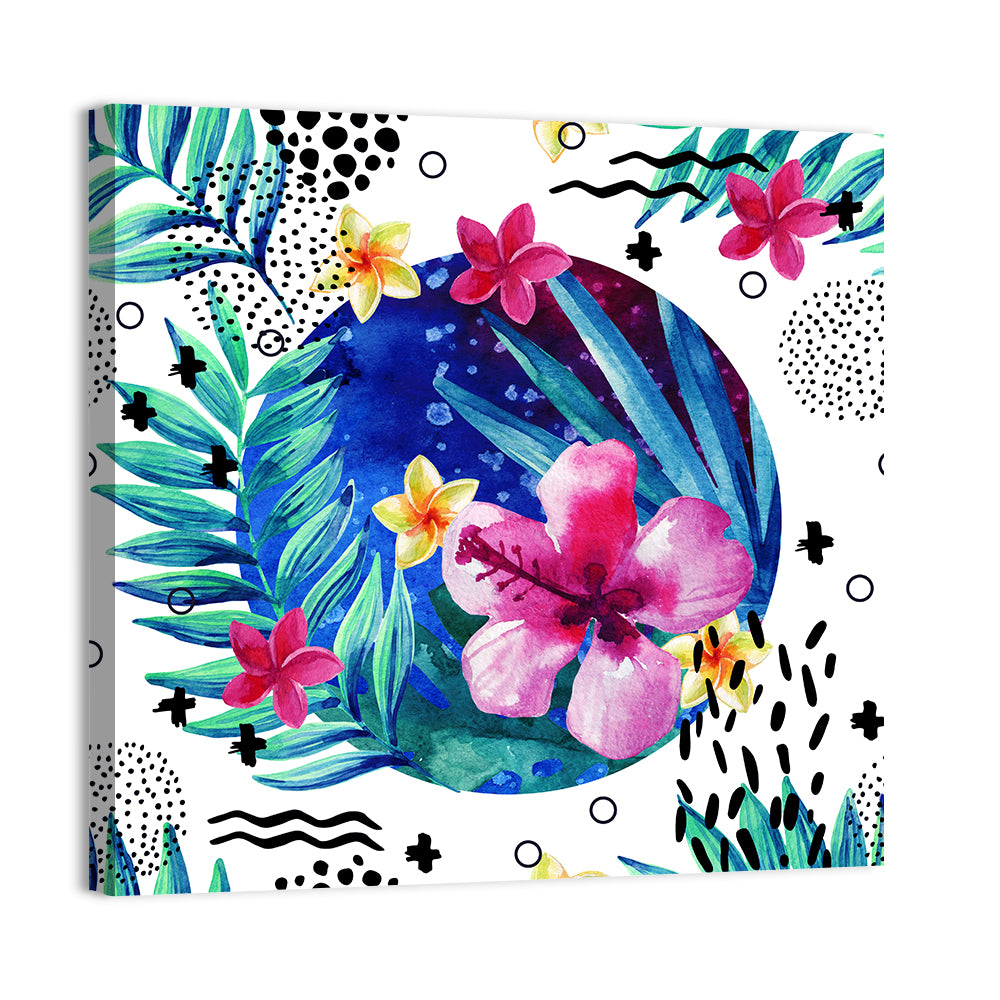 Tropical Botanical Circle Pattern Wall Art