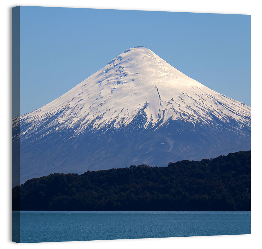 Snow-capped Osorno Volcano Over Lake Wall Art, canvas print, square