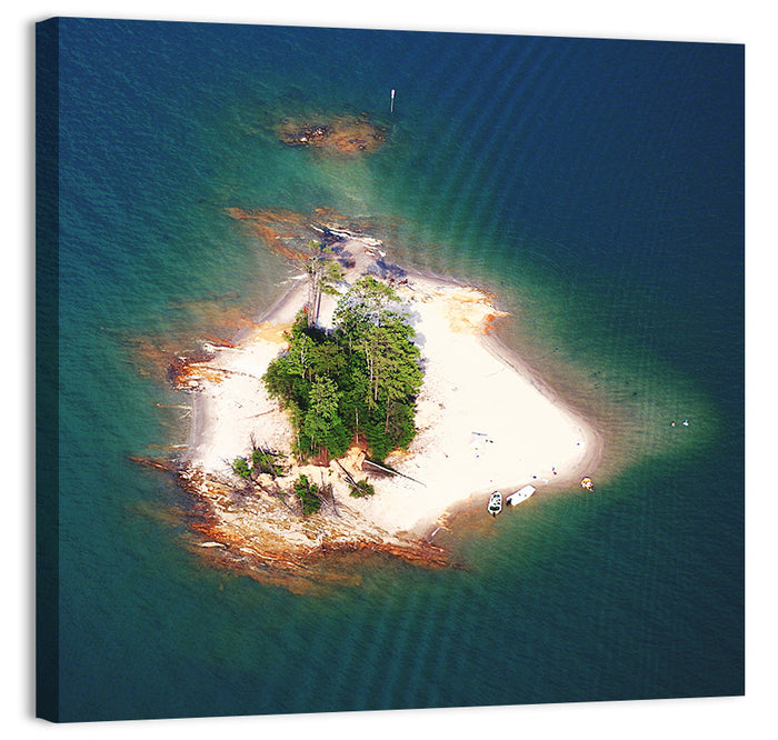Lake Lanier Island Aerial View Wall Art as a canvas print