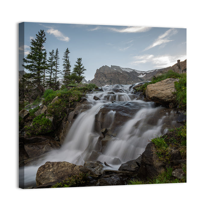 Brainard Lake Waterfall Wall Art as a canvas print