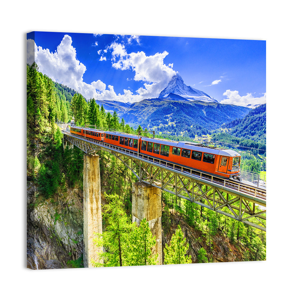 Gornergrat Tourist Train Wall Art, canvas print, square