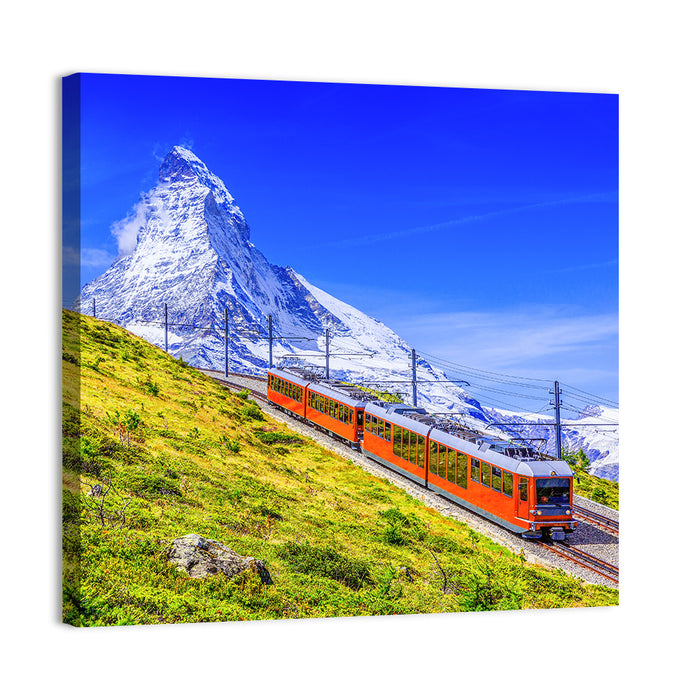 Gornergrat Train and Matterhorn Wall Art as a canvas print