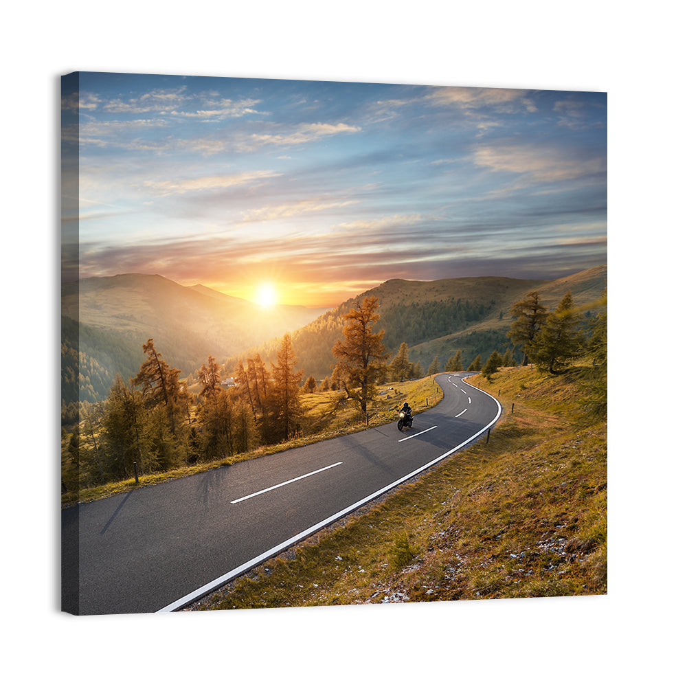 Alpine Highway at Golden Hour Wall Art, canvas print, square