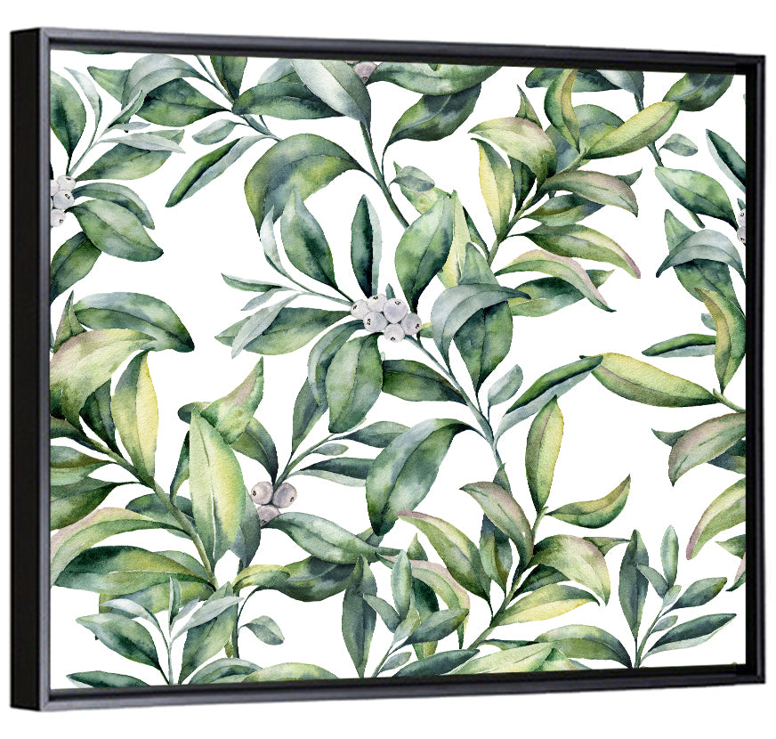 Snowberry Leaves Pattern Wall Art