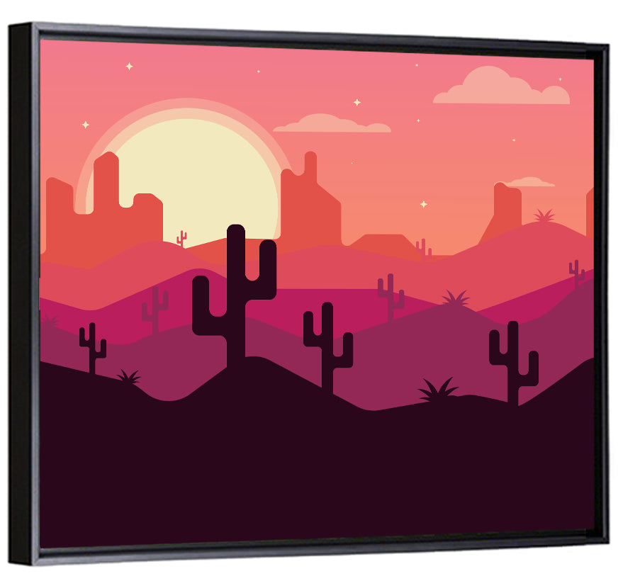 Desert Sunset with Saguaro Silhouettes Wall Art