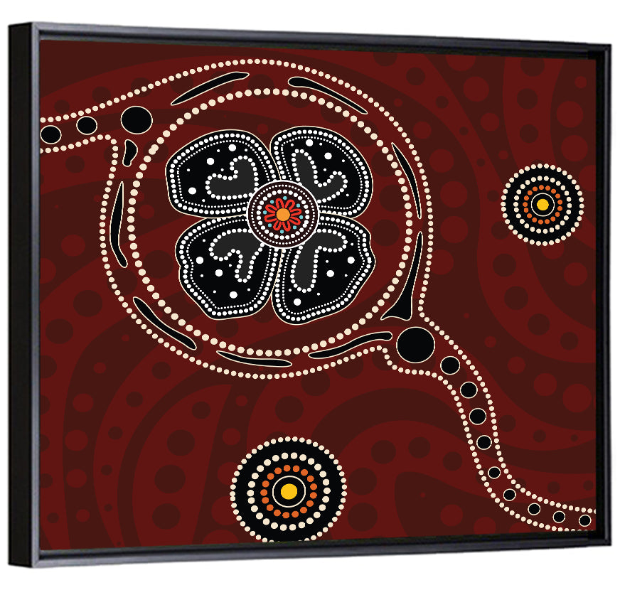 Aboriginal Poppy Dot Motif Wall Art