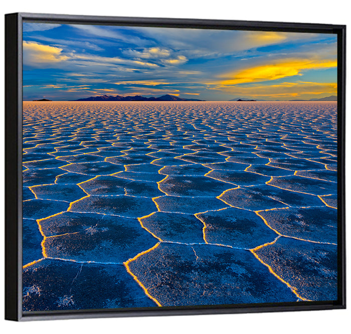 Salar De Uyuni Salt Flats at Sunset Wall Art as a framed canvas