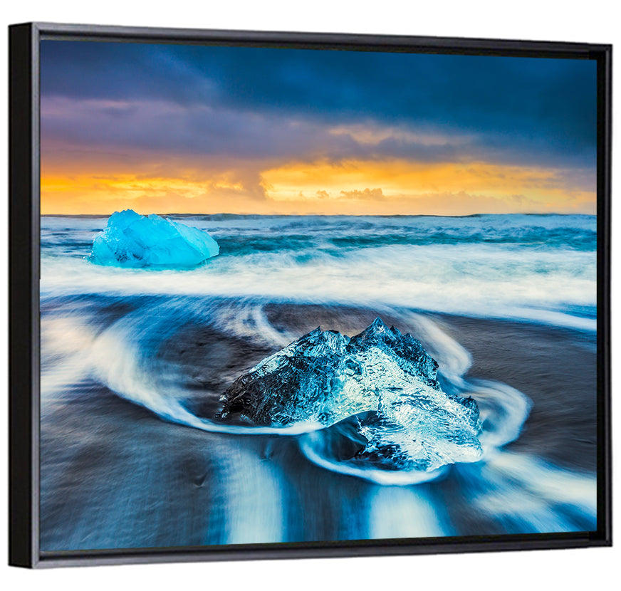 Diamond Beach Ice at Dusk Wall Art