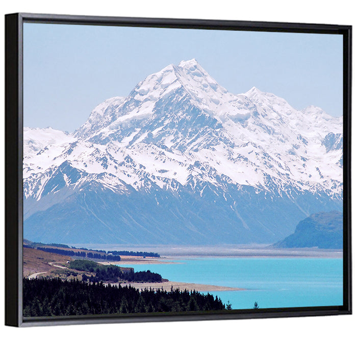 Lake Pukaki and Aoraki Mount Cook Wall Art as a framed canvas