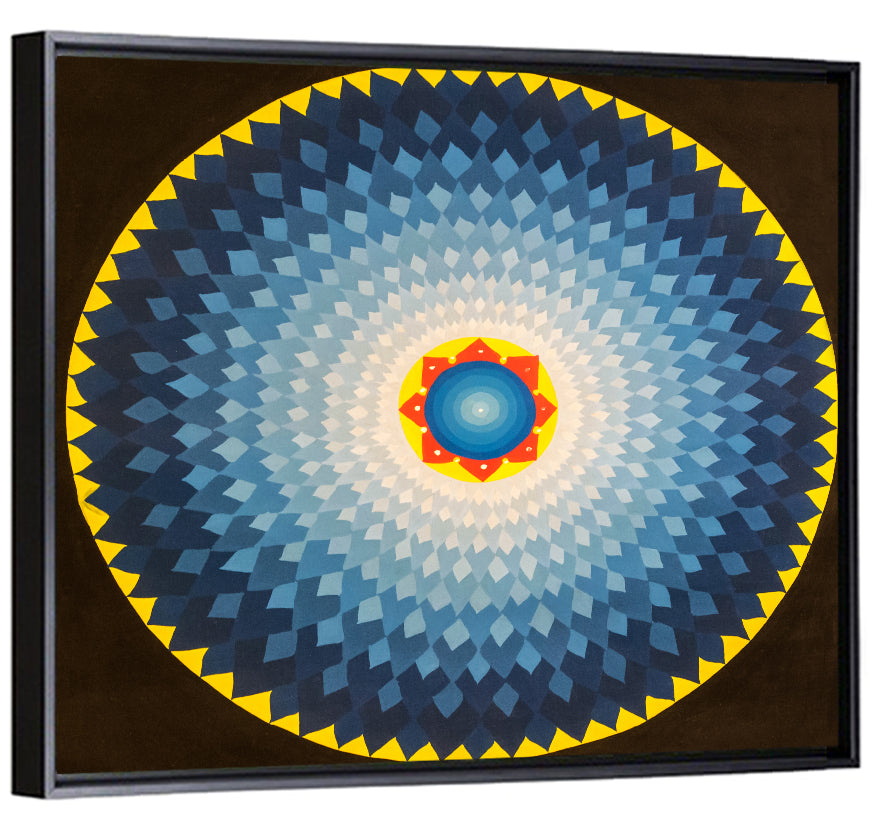 Radiant Blue Sunburst Mandala Wall Art