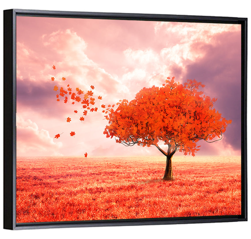 Windblown Red Autumn Tree Wall Art