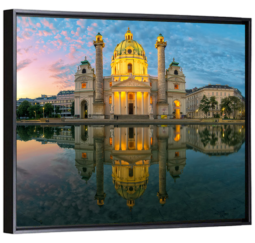 Karlskirche Golden Hour Reflection Wall Art