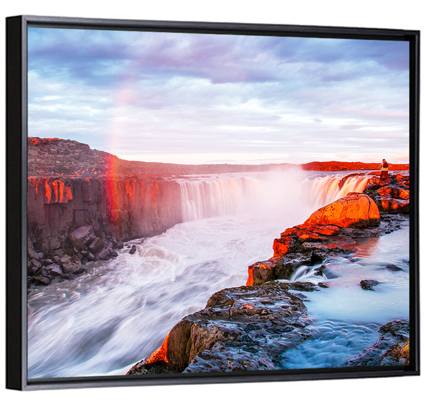 Golden Hour Selfoss Falls Rainbow Wall Art