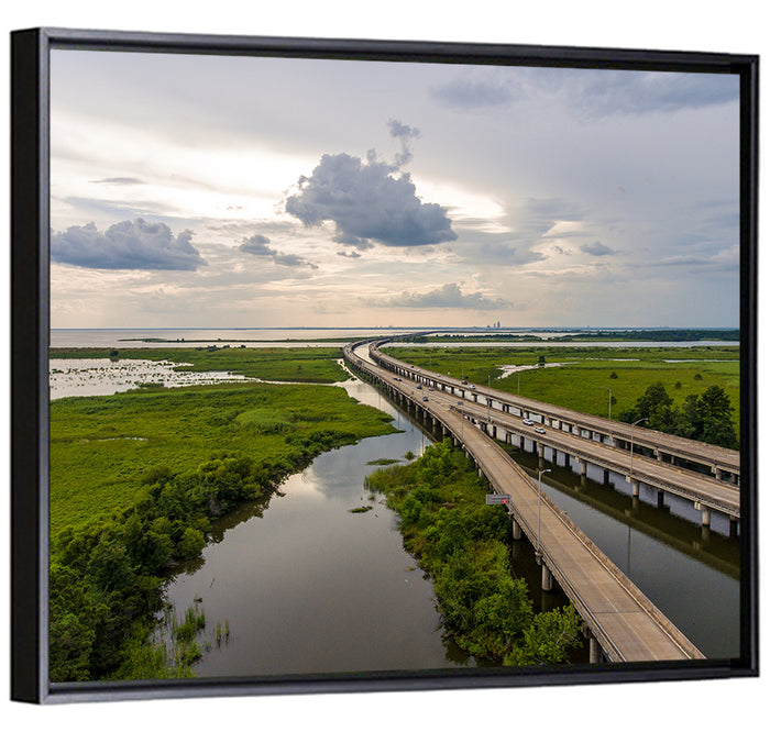 Interstate 10 Bridge Wall Art as a framed canvas