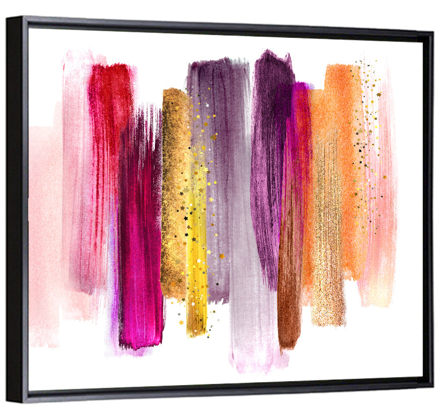 Fuchsia and Gold Brush Strokes Wall Art