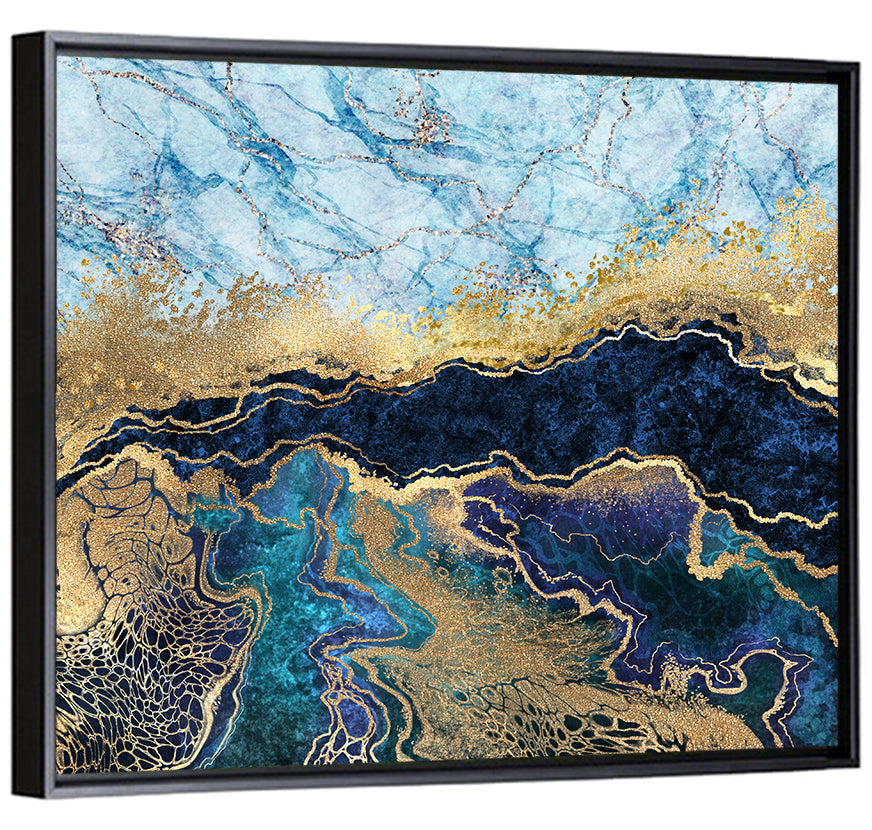 Blue Marble with Gold Veins Wall Art