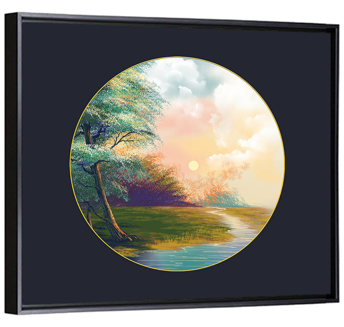 Spring Forest at Sunset Wall Art as a framed canvas