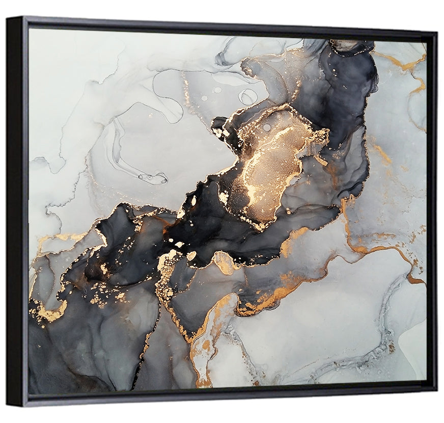 Black Fire Marble Abstract Wall Art