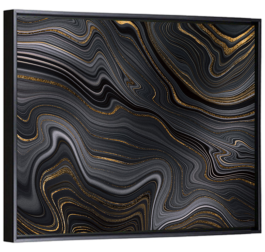 Black Marble with Gold Veins Wall Art