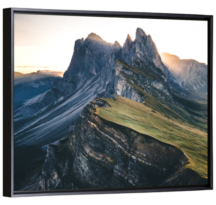 Seceda Ridge, Dolomites Wall Art as a framed canvas