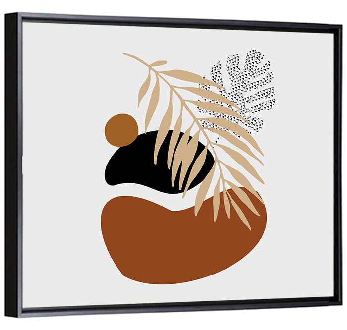 Tropical Stones Palm Leaf Wall Art as a framed canvas