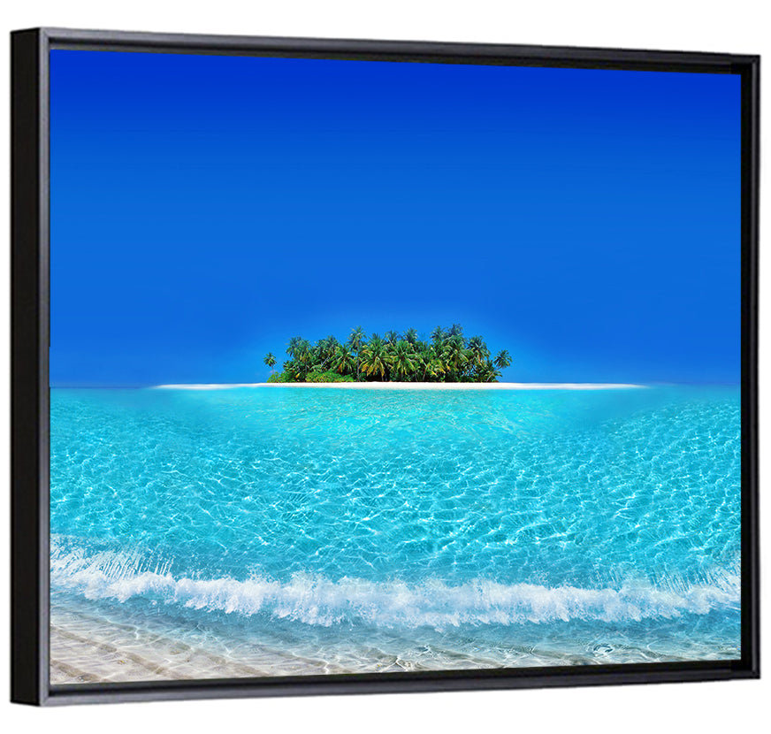 Turquoise Atoll Sandbar with Palm Trees Wall Art