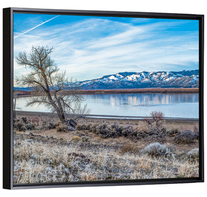 Winter Washoe Lake Morning Wall Art as a framed canvas