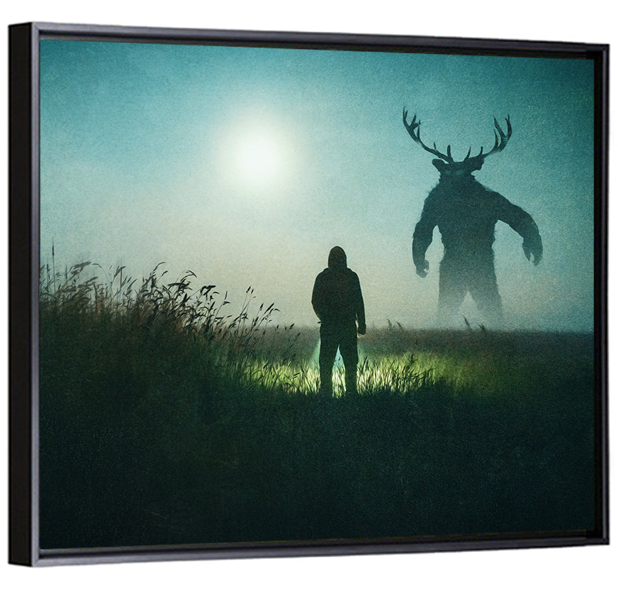 Antlered Shadow in Mist Wall Art