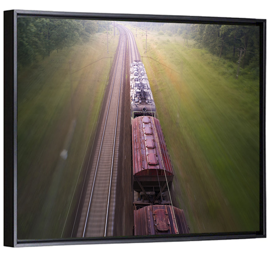 Freight Train Through Forest Wall Art