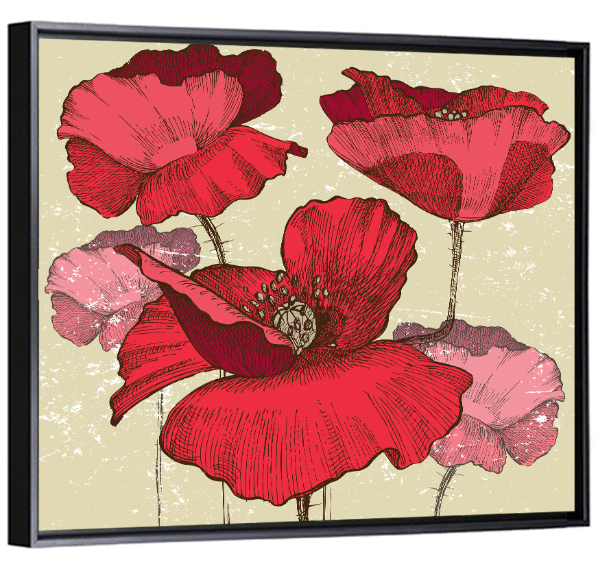 Poppy Flowers Abstract Wall Art