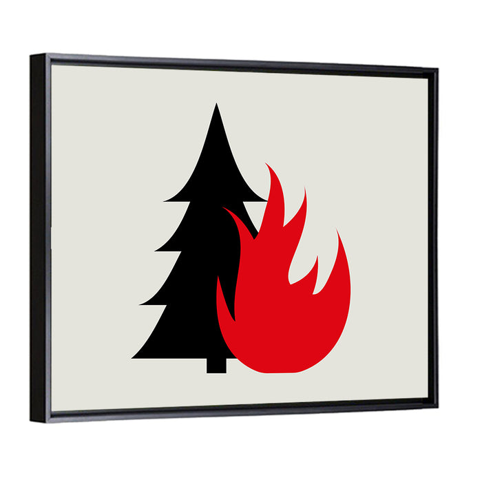 Forest Fire Minimalist Illustration Wall Art as a framed canvas