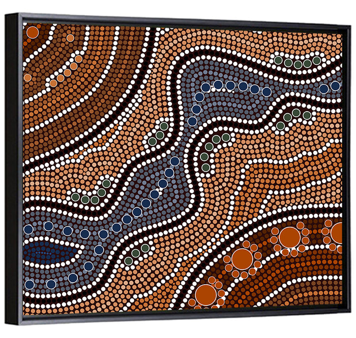 Rhythmic Dot River Wall Art as a framed canvas