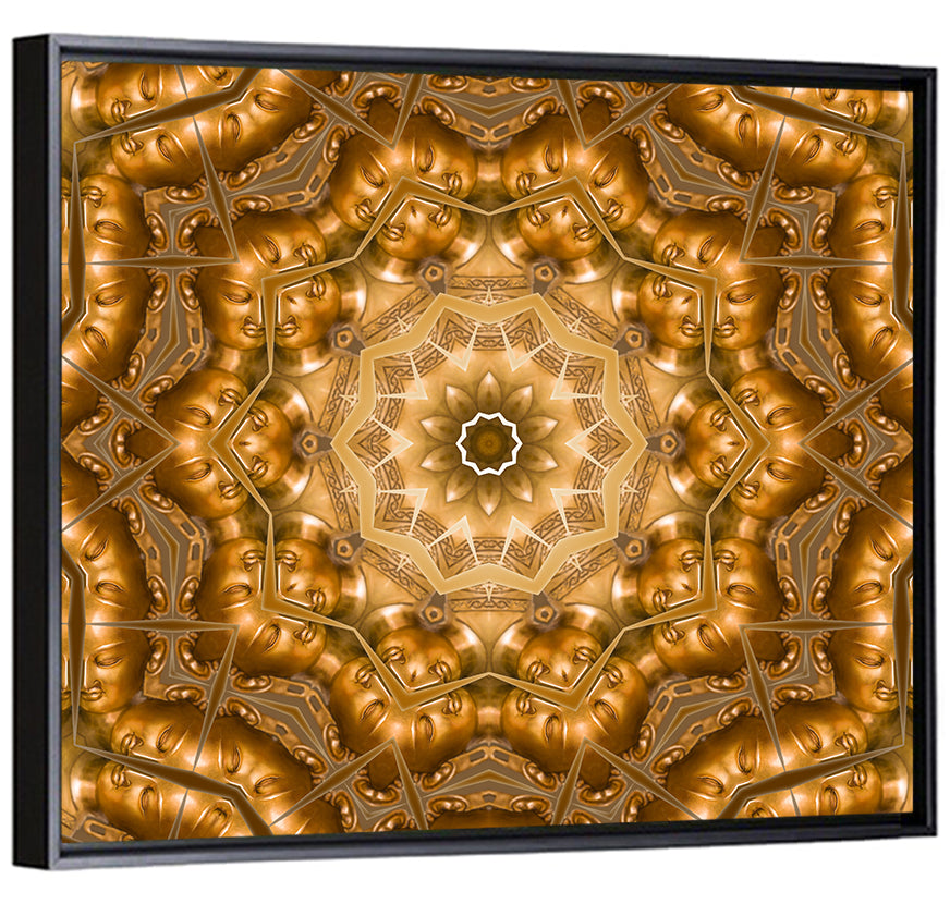 Golden Buddha Mandala Kaleidoscope Pattern Wall Art