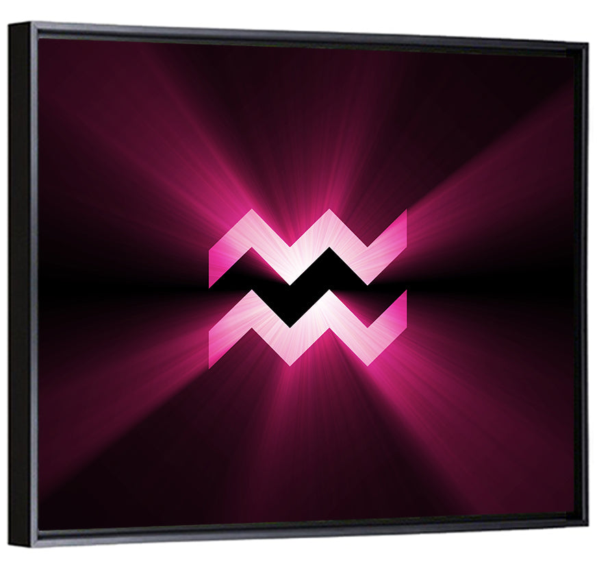 Magenta Aquarius Symbol Wall Art