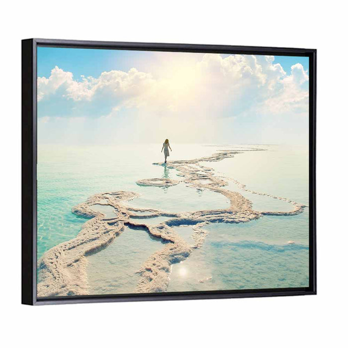 Dead Sea Salt Flats Wall Art as a framed canvas