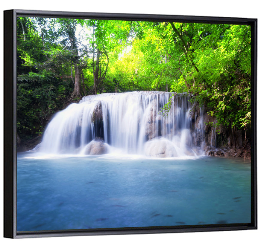Erawan Waterfall Emerald Pool Wall Art, framed canvas, square