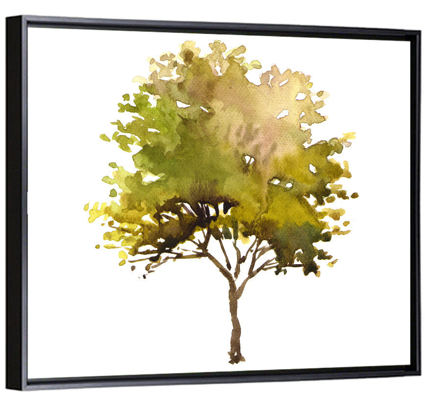 Olive Green Watercolor Tree Wall Art