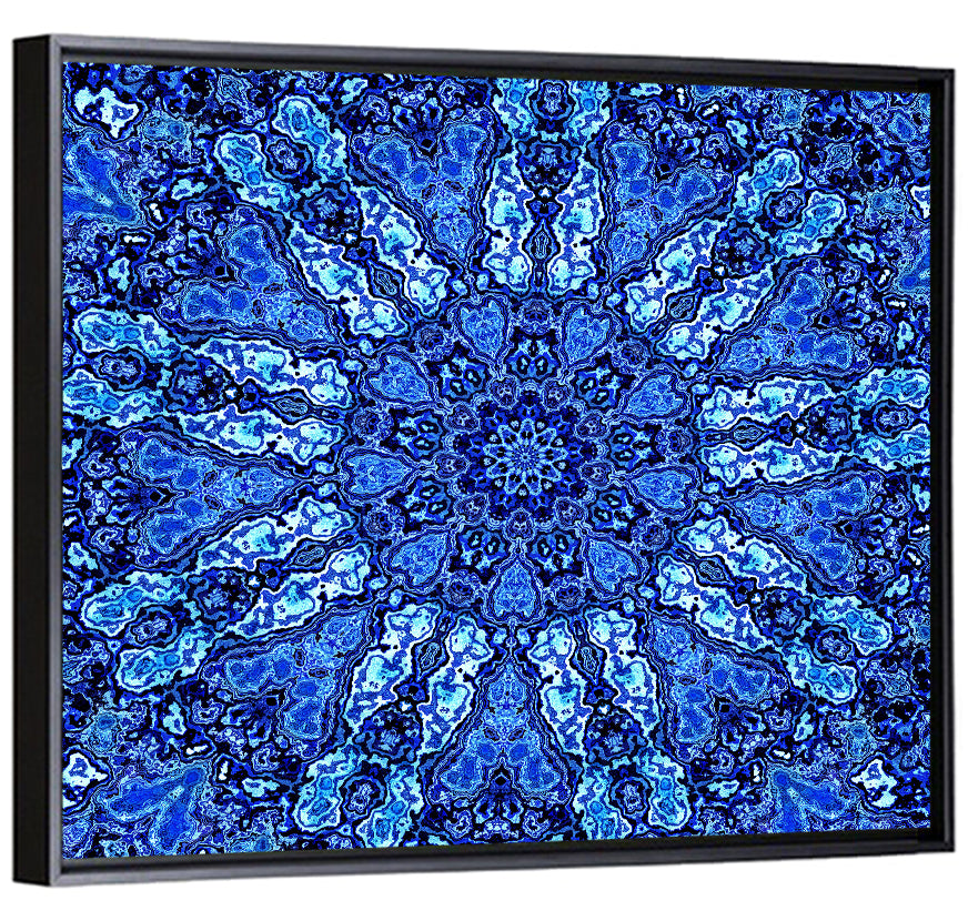 Blue Fractal Mandala Wall Art
