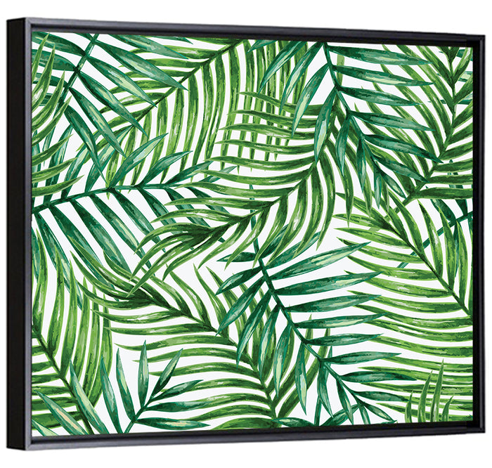 Palm Leaves Pattern Wall Art as a framed canvas