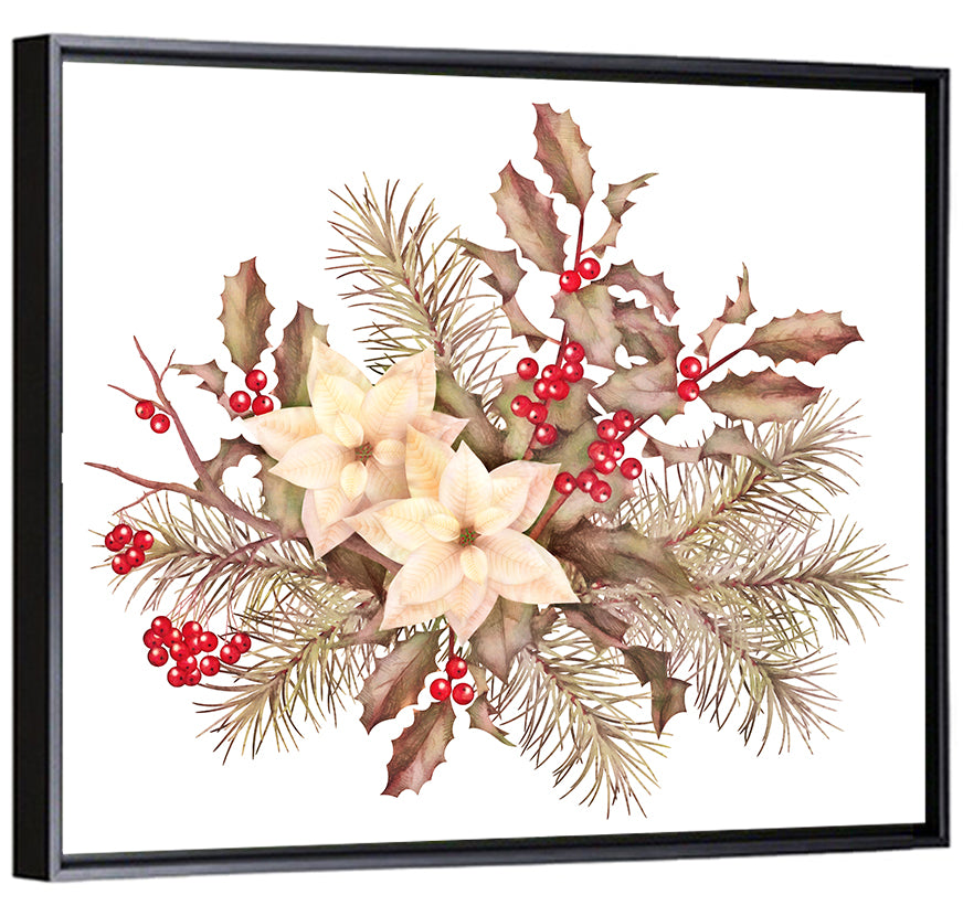 Retro Poinsettia Bouquet Wall Art