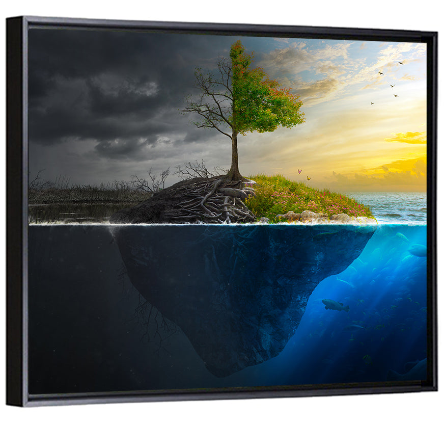 Split Island Tree of Duality Wall Art