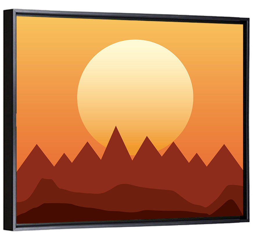 Geometric Mountain Sunset Wall Art