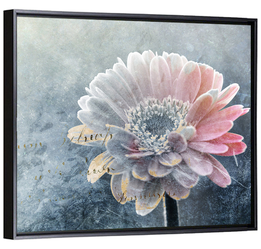 Winter Gerbera with Golden Script Wall Art