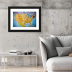 Vintage USA Map with Northeastern Pushpin Wall Art