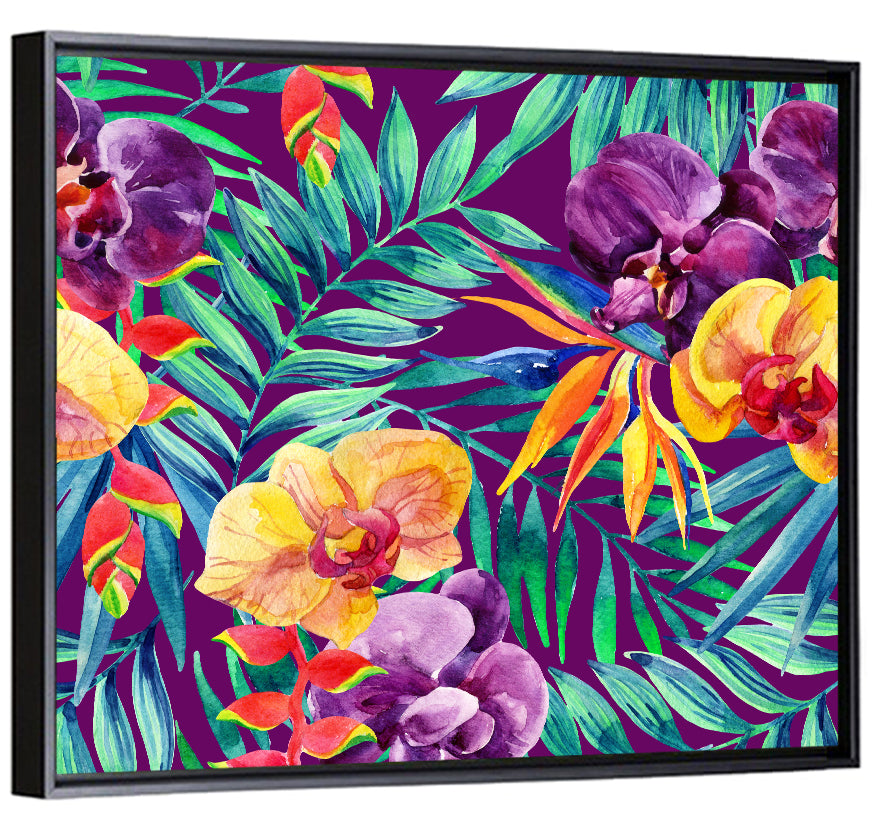 Tropical Orchid and Palm Pattern Wall Art