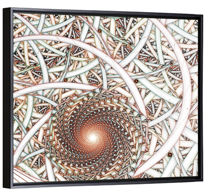 Copper Fractal Spiral Mandala Wall Art as a framed canvas